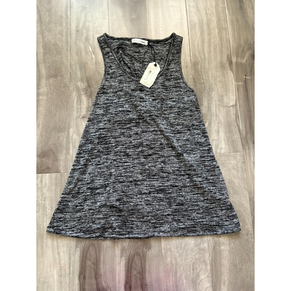 Rag & Bone Jean Twist Back Tank Top Size Small S Black White Space Dye NWT $115
